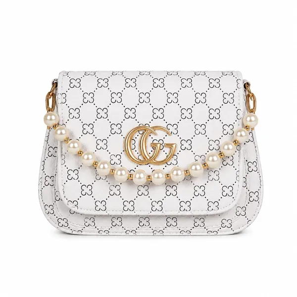 White_Printed_Pearl_Chain_Shoulder_Bag_for_Women