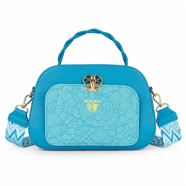Blue_Textured_Front_Pocket_Handbag