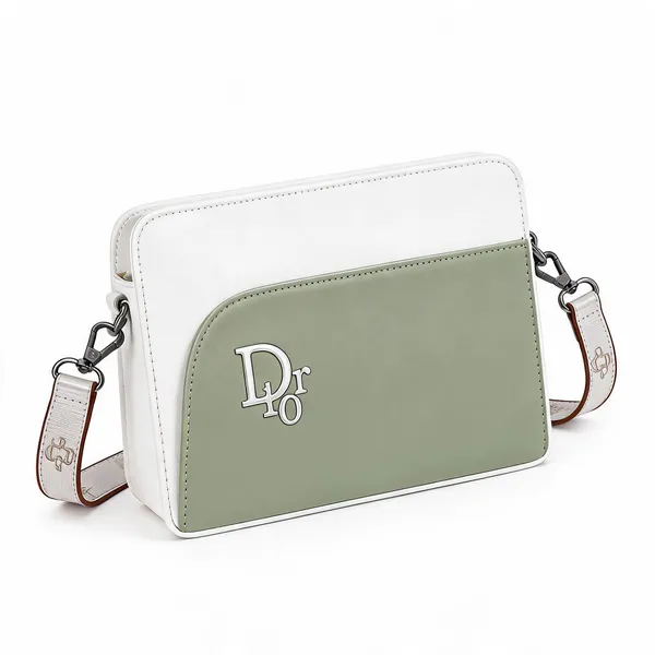 White__And_Green_Pu_Leather_Compact_Crossbody_Bag_For_Women