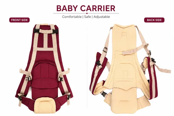Maroon_Beige_Adjustable_Baby_Carrier