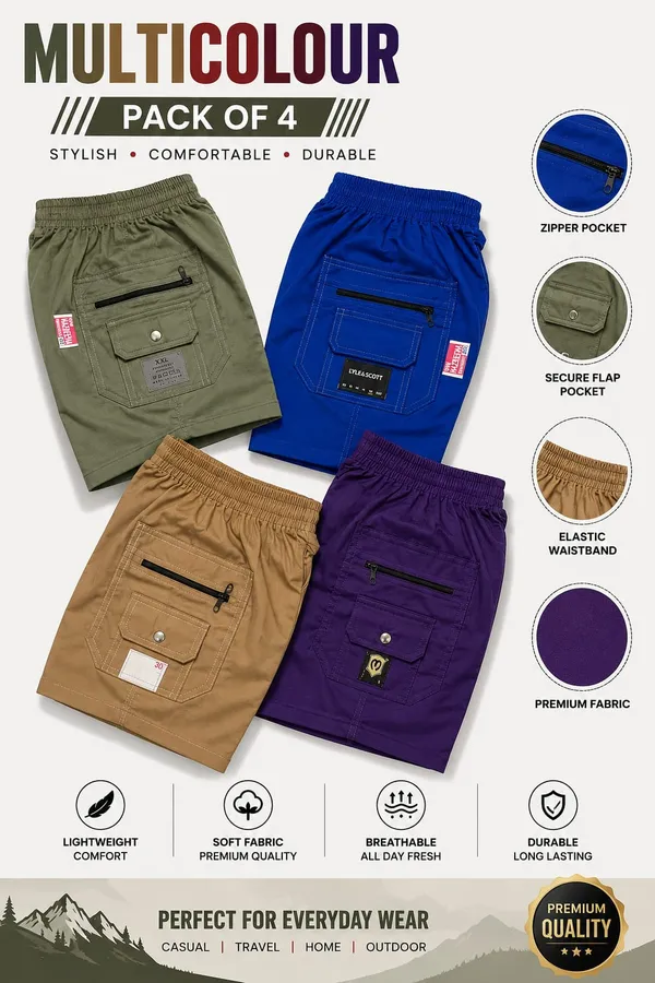 Multicolour_Casual_Cargo_Shorts_Pack_Of_4_for_Everyday_Wear