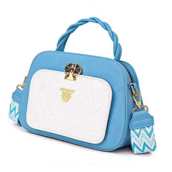 Blue_Pu_Leather_Contrast_Pocket_Crossbody_Handbag_For_Women