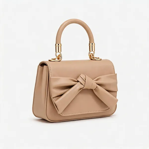 Beige_Pu_Leather_Bow_Detail_Top_Handle_Handbag_For_Women