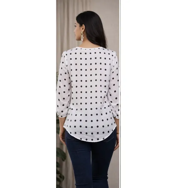 White_Polka_Dot_V_Neck_Top_for_Women