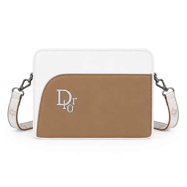 White_And_Tan_Logo_Crossbody_Shoulder_Bag