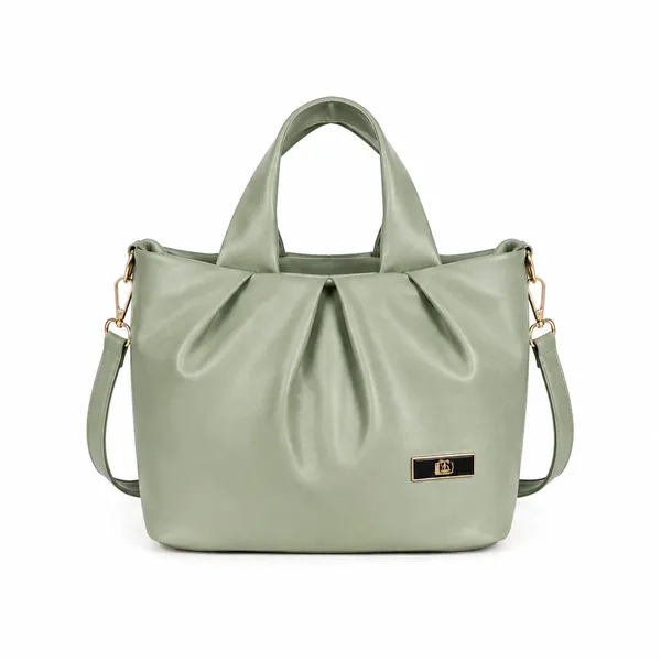 Sage_Green_Pleated_Tote_Handbag_With_Shoulder_Strap