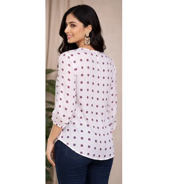 White_Polka_Dot_V_Neck_Top_for_Women