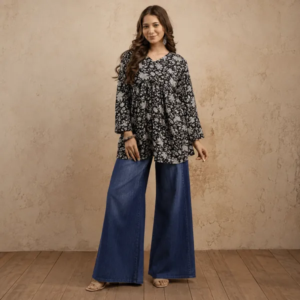 Black_Cotton_Flared_Floral_Print_Top_For_Women