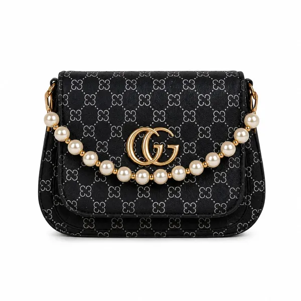 Black_Patterned_Pearl_Chain_Shoulder_Bag