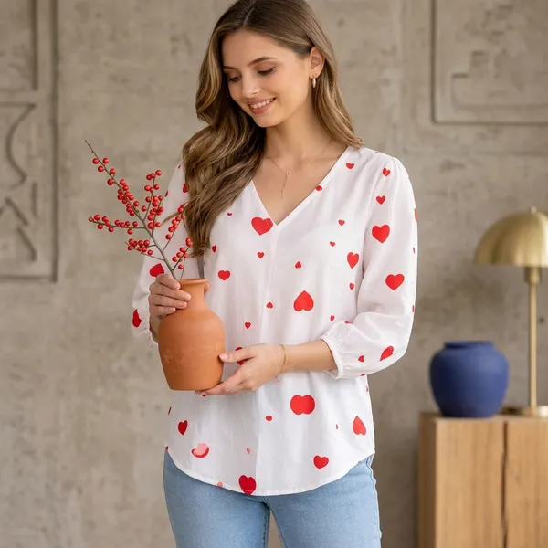 White_Cotton_Relaxed_Fit_Heart_Print_Top_For_Women