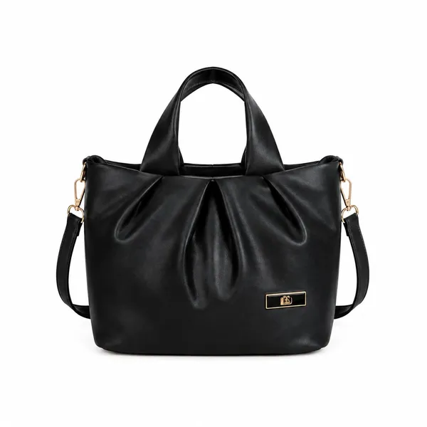 Black_Pleated_Tote_Handbag_With_Shoulder_Strap