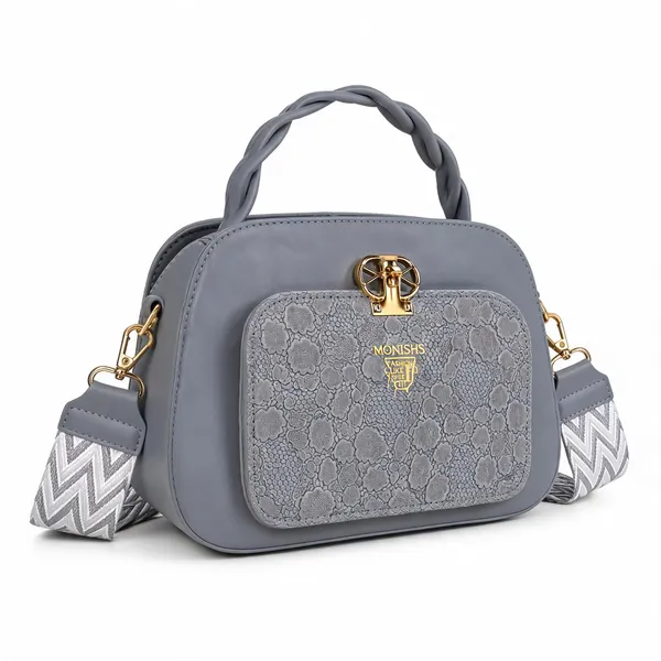 Grey_Pu_Leather_Structured_Crossbody_Handbag_For_Women