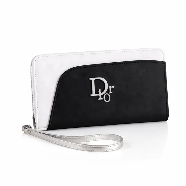 Black__And_White_Pu_Leather_Wristlet_Wallet_Clutch_For_Women