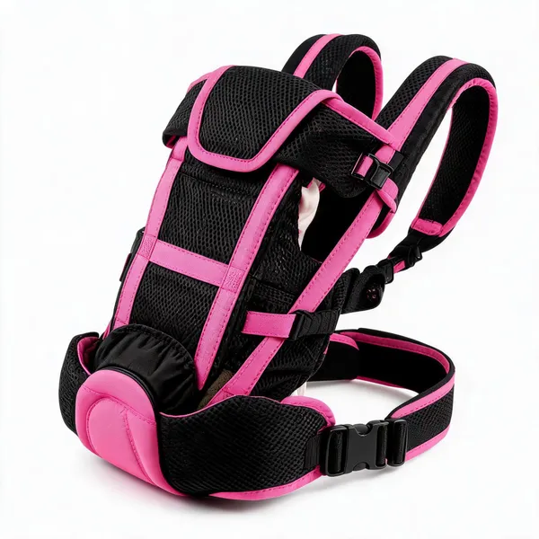 Pink_Black_Mesh_Ergonomic_Baby_Carrier_For_Women