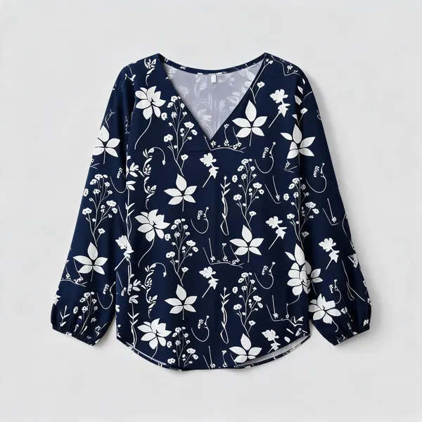 Navy_Cotton_Relaxed_Fit_Floral_Print_V_Neck_Top_For_Women