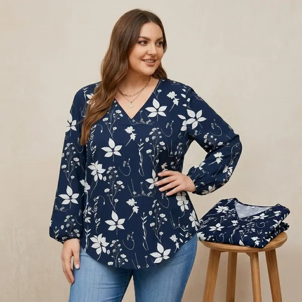 Navy_Cotton_Relaxed_Fit_Floral_Print_V_Neck_Top_For_Women