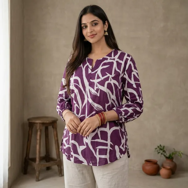 Purple_Cotton_Relaxed_Fit_Abstract_Print_Kurta_For_Women