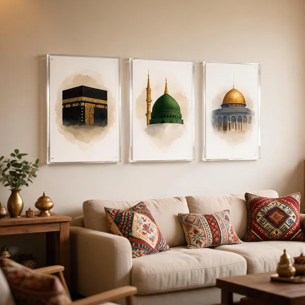 Acrylic_Islamic_Landmark_Three_Piece_Framed_Wall_Art_Set
