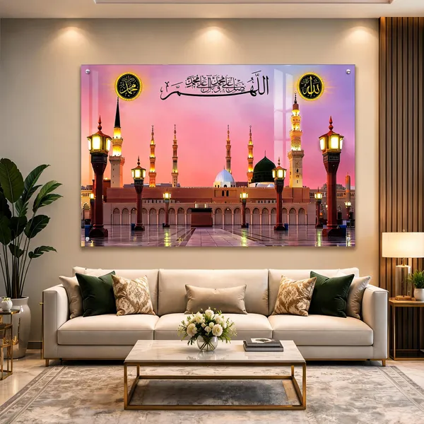 Acrylic_Islamic_Mosque_Sunset_Minaret_Calligraphy_Wall_Art