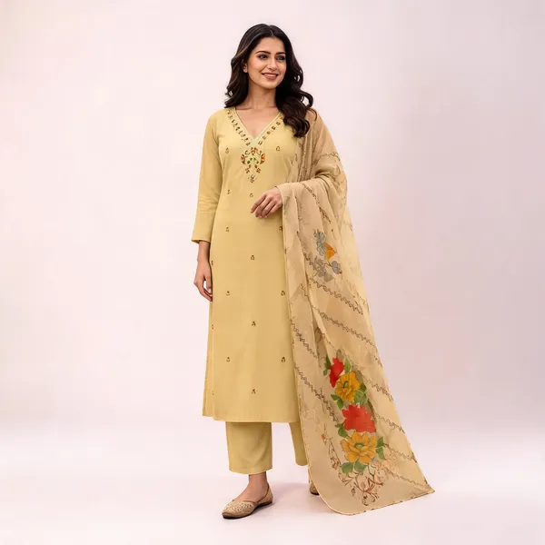 Beige_Roman_Silk_Embroidered_Straight_Kurta_Set_For_Women