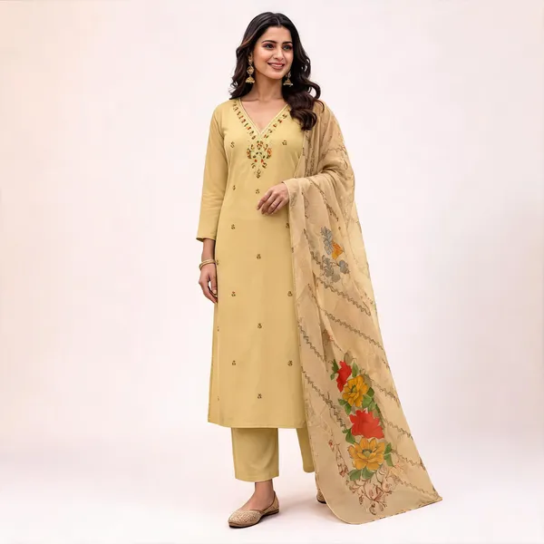 Beige_Roman_Silk_Embroidered_Straight_Kurta_Set_For_Women
