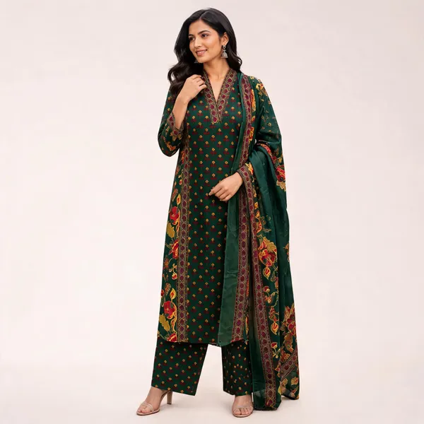 Green_Pure_Cotton_Printed_Straight_Kurta_Set_For_Women