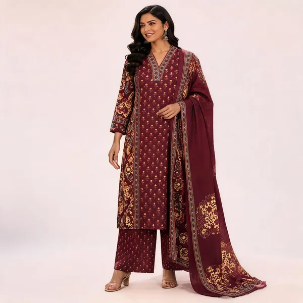 Maroon_Pure_Cotton_Printed_Straight_Kurta_Set_For_Women
