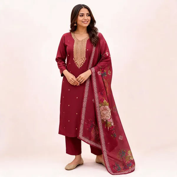 Maroon_Roman_Silk_Embroidered_Straight_Kurta_Set_For_Women