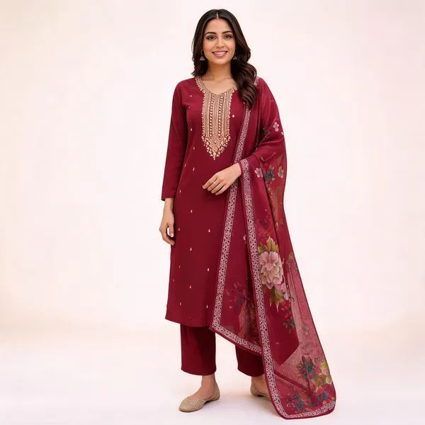 Maroon_Roman_Silk_Embroidered_Straight_Kurta_Set_For_Women