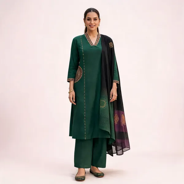 Green_Cotton_Straight_Fit_Embroidered_Kurta_Set_For_Women
