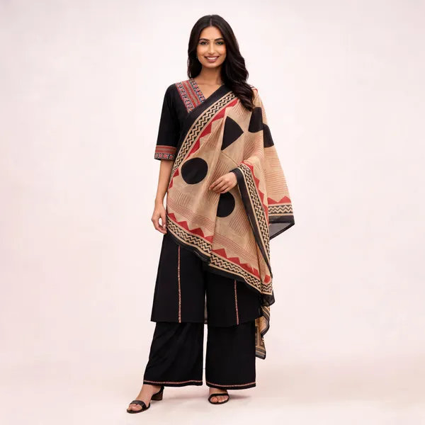 Black_Cotton_Printed_Kurta_Palazzo_Set_For_Women