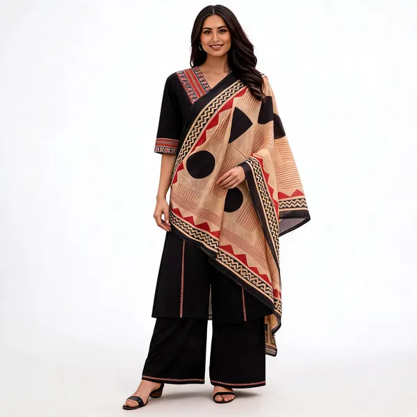 Black_Cotton_Printed_Kurta_Palazzo_Set_For_Women