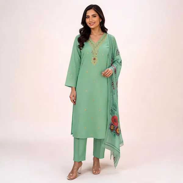 Mint_Green_Roman_Silk_Embellished_Straight_Kurta_Set_For_Women