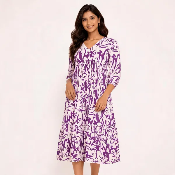 Purple_Pure_Cotton_Printed_Flared_Dress_For_Women