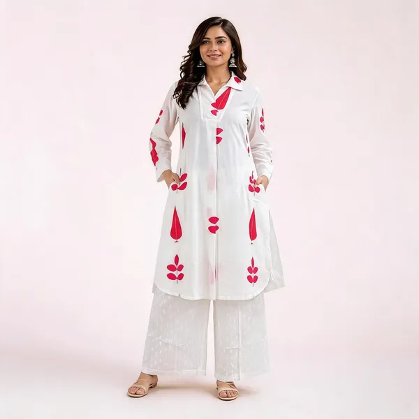 White_Cotton_Straight_Printed_Kurta_Set_For_Women