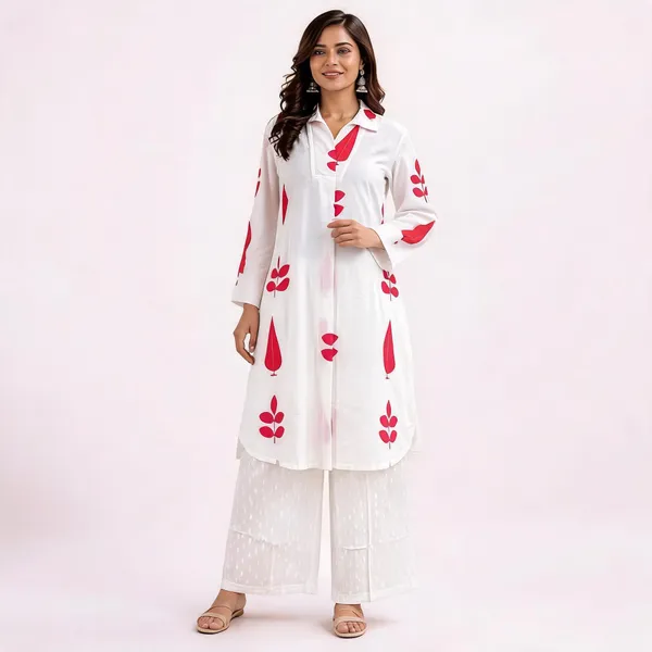 White_Cotton_Straight_Printed_Kurta_Set_For_Women