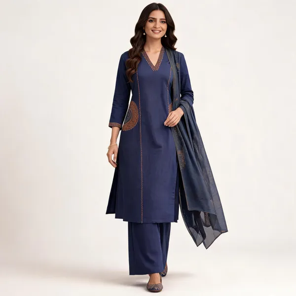 Navy_Blue_Cotton_Straight_Embroidered_Kurta_Set_For_Women