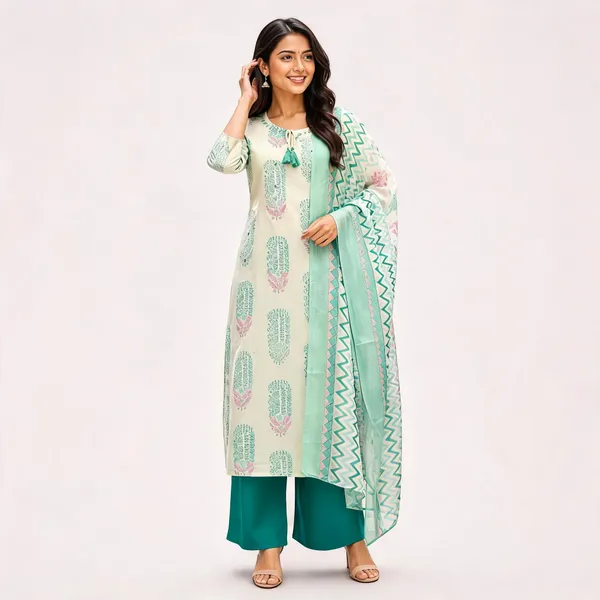 Mint_Green_Cotton_Straight_Printed_Kurta_Set_For_Women