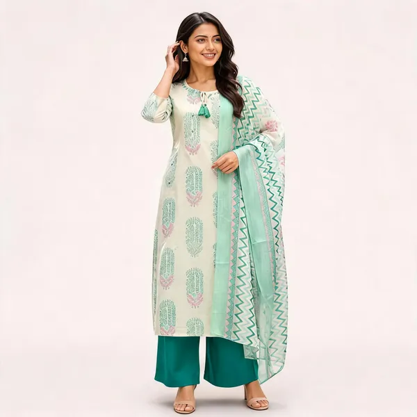 Mint_Green_Cotton_Straight_Printed_Kurta_Set_For_Women