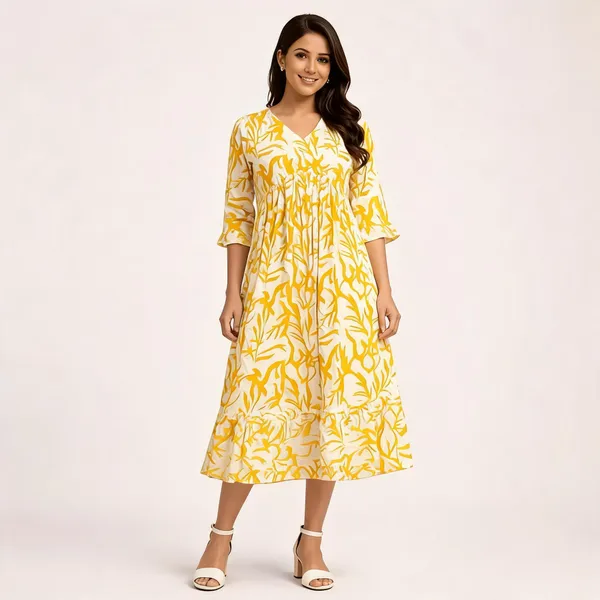Yellow_Cotton_Fit_And_Flare_Midi_Dress_For_Women