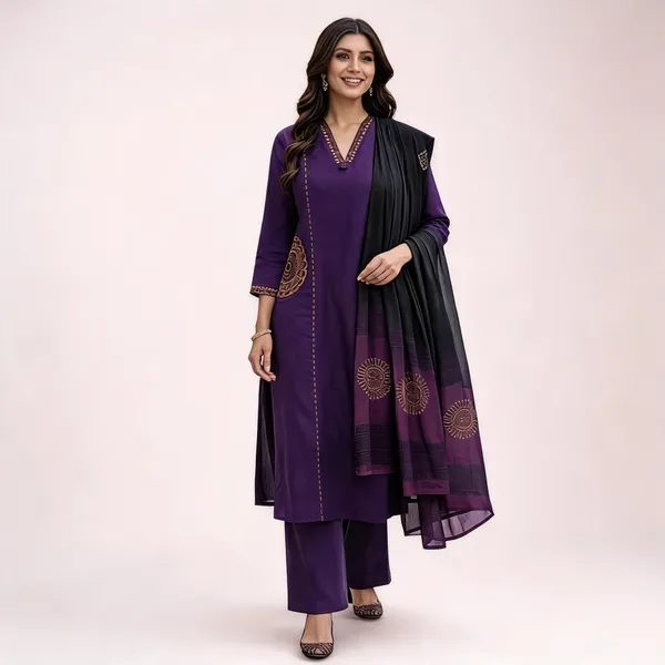 Purple_Cotton_Straight_Embroidered_Kurta_Set_For_Women