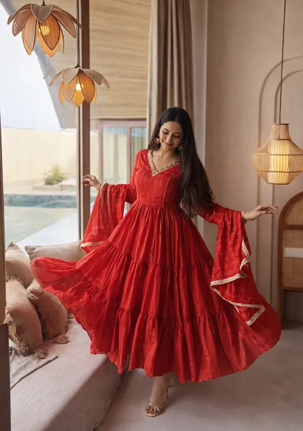 Women'S_Heavy_Brocade_Anarkali_Suit_Set_With_Pant_Brocade_Dupatta