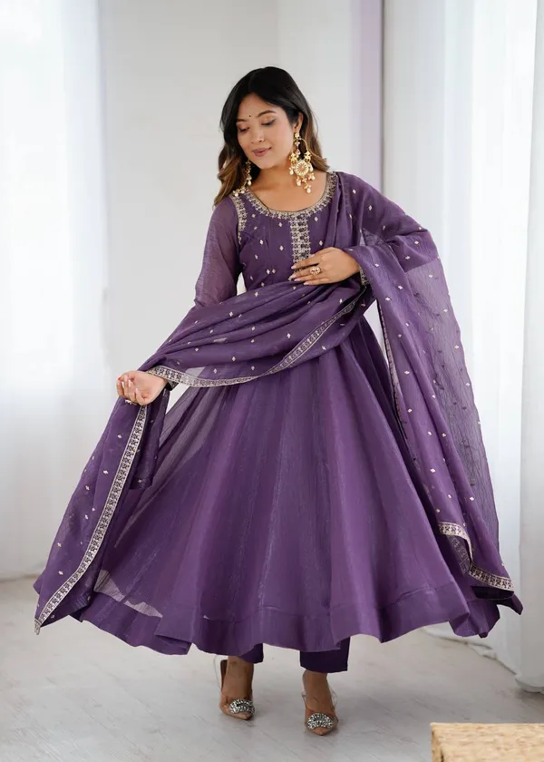 Designer_Pure_Crunchy_Silk_Anarkali_Gown_Set_With_Dupatta_Wedding_Wear