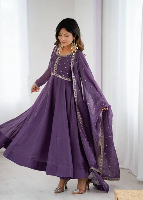 Designer_Pure_Crunchy_Silk_Anarkali_Gown_Set_With_Dupatta_Wedding_Wear
