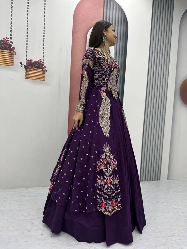 Designer_Pure_Vichitra_Lehenga_Choli_Heavy_Thread_Sequence_Work_Wedding_Festive_Wear