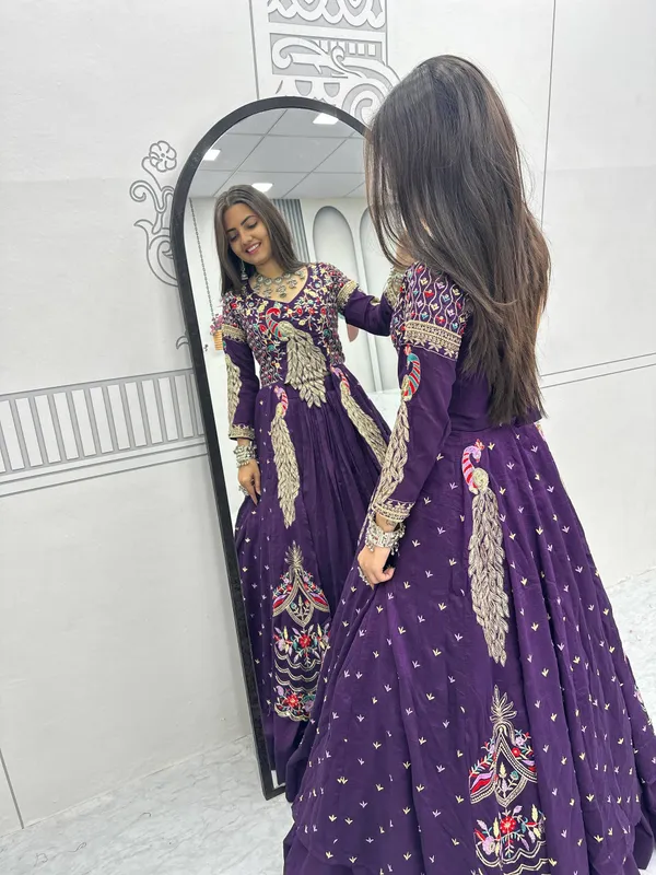 Designer_Pure_Vichitra_Lehenga_Choli_Heavy_Thread_Sequence_Work_Wedding_Festive_Wear