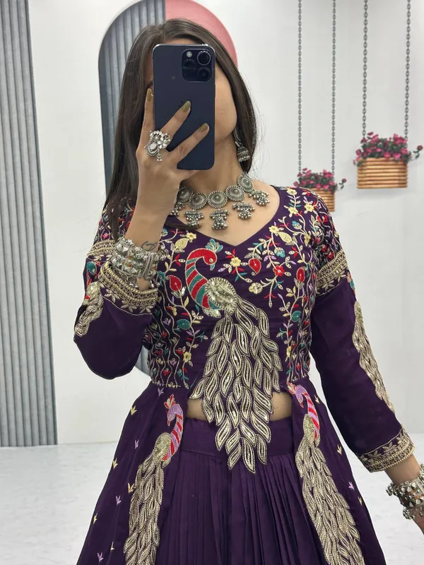 Designer_Pure_Vichitra_Lehenga_Choli_Heavy_Thread_Sequence_Work_Wedding_Festive_Wear