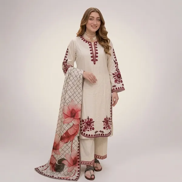 Elegant_Satin_Rayon_Embroidered_Kurta_Palazzo_Set_With_Printed_Dupatta