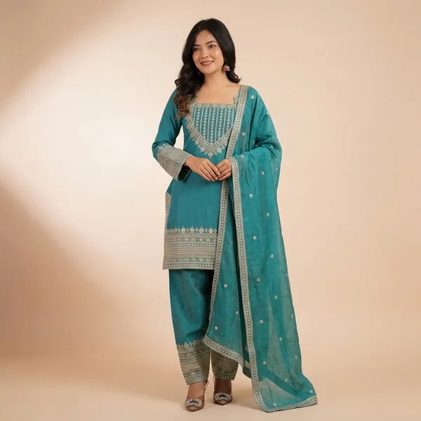 Party_Wear_Nc_Vichitra_Silk_Farshi_Shalwar_Set_With_Lace_Dupatta