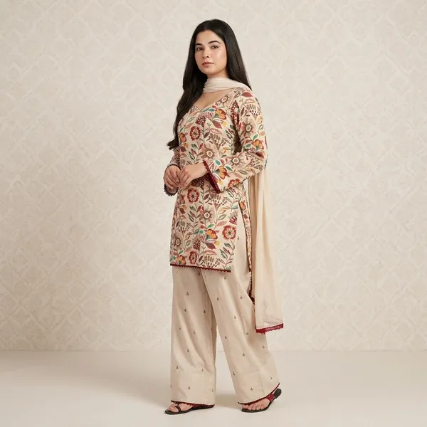 Designer_Heavy_Cotton_Kurta_Set_For_Women_With_Farshi_Pant